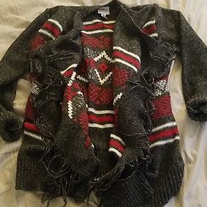 5/15$ Red and grey cardigan